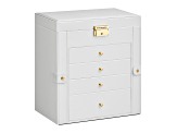 5-Layer Jewelry Box Organizer with 4 Drawers, Jewelry Storage Case with Lock and Mirror- White