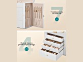 5-Layer Jewelry Box Organizer with 4 Drawers, Jewelry Storage Case with Lock and Mirror- White