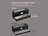 Black 6-Slot Lockable Watch Box with Glass Lid and Gray Liner