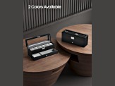 Black 6-Slot Lockable Watch Box with Glass Lid and Gray Liner