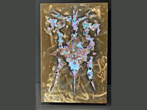'Spike Beetle' - gemstone art with tourmaline, sodalite and quartz