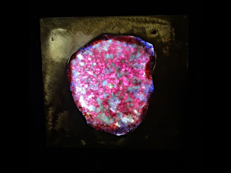 'Pink Tourmaline Slice' - Gemstone Art With Pink Tourmaline, Lepidolite, and Kyanite