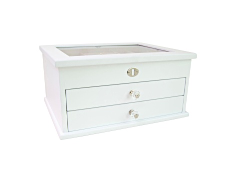 Mele and Co Large Lili Glass Top Wooden Jewelry Box - 135K5A | JTV