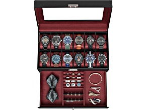 12-Slot Watch Box with Glass Lid