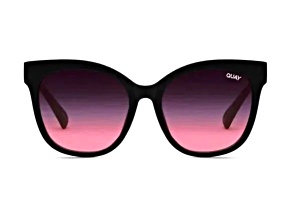 QUAY Its My Way Matte Black Cat Eye Frame with Black Pink Fade Lenses Sunglasses