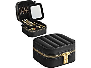 Black Travel Jewelry Case with Mirror