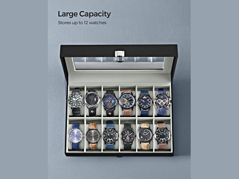 12-Slot Watch Box with Large Glass Lid