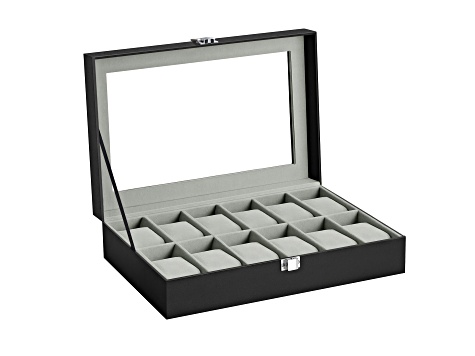 12-Slot Watch Box with Large Glass Lid