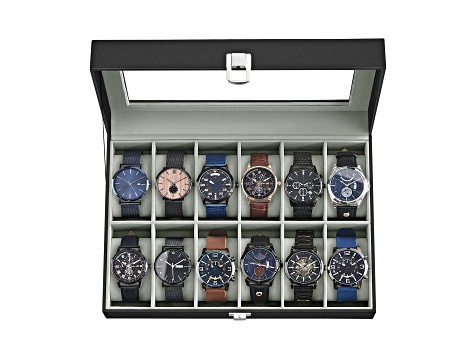 12-Slot Watch Box with Large Glass Lid