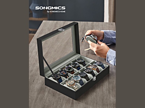 12-Slot Watch Box with Large Glass Lid