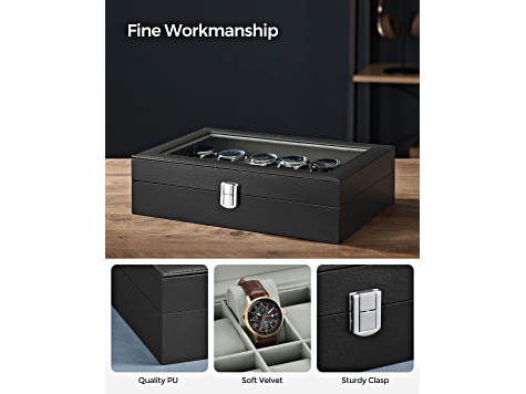 12-Slot Watch Box with Large Glass Lid