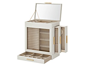 White 5-Layer Jewelry Organizer with 3 Side Drawers