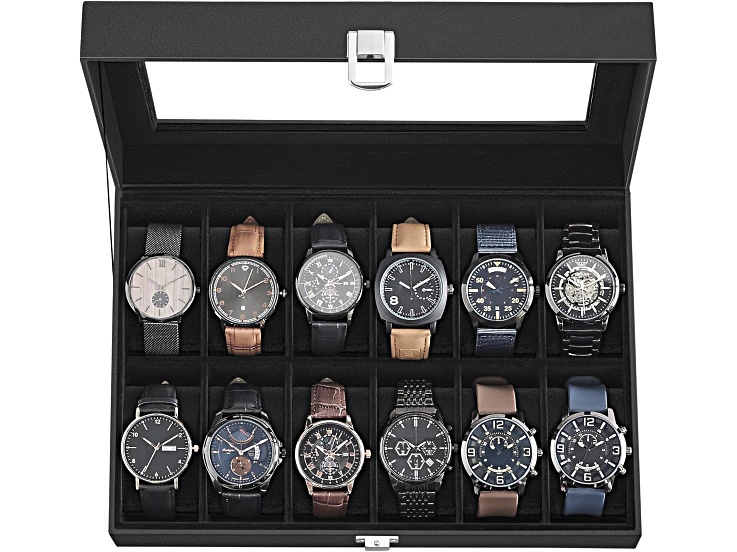 12-Slot Watch Box with Glass Lid