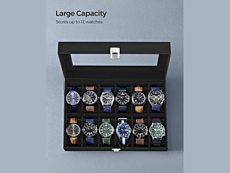 12-Slot Watch Box with Glass Lid