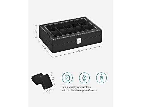 12-Slot Watch Box with Glass Lid