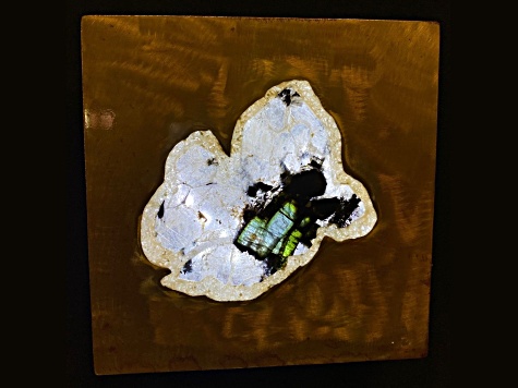 'Single Slice' - gemstone Art With green Tourmaline, and White Quartz