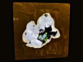 'Single Slice' - gemstone Art With green Tourmaline, and White Quartz