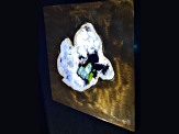 'Single Slice' - gemstone Art With green Tourmaline, and White Quartz