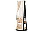 LEDs Mirror Freestanding Lockable Jewelry Cabinet Ink Black