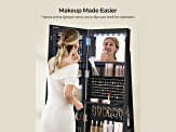 LEDs Mirror Freestanding Lockable Jewelry Cabinet Ink Black