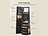 LEDs Mirror Freestanding Lockable Jewelry Cabinet Ink Black