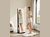 LEDs Mirror Freestanding Lockable Jewelry Cabinet Ink Black