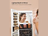 LEDs Mirror Freestanding Lockable Jewelry Cabinet Cloud White