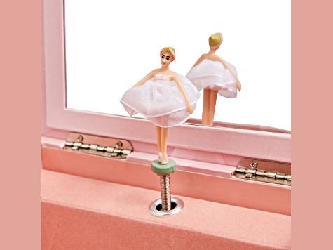 Wooden White Ballerina Pink Musical Jewelry Box with Mirror&Tassel
