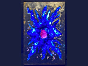 'Blue Proto' - gemstone art with apatite, tourmaline and lepidolite