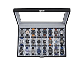 24-Slot Lockable Watch Storage Box with Glass Lid