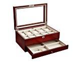 Mele and Co Christo Locking Glass Top Wooden Watch Box