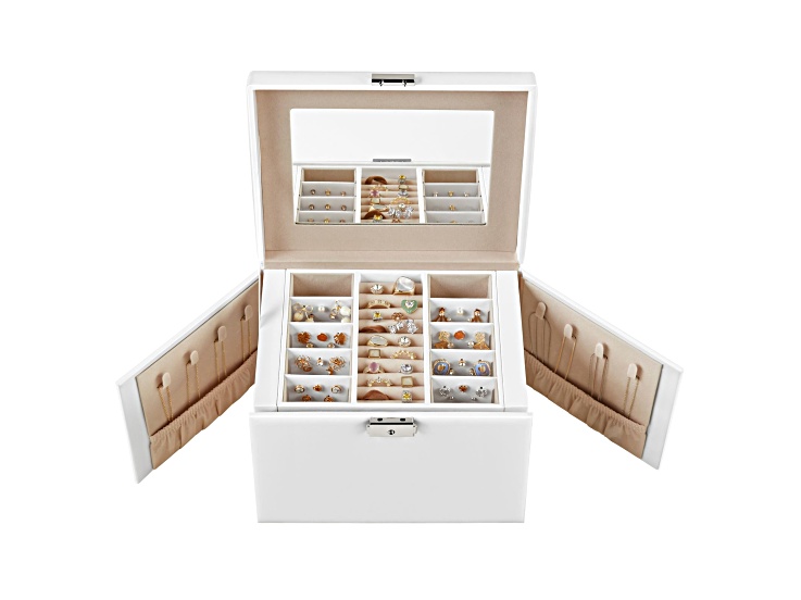 4-Tier Jewellery Box with Handle, 3 Drawers, Jewellery Box with Mirror, Lock, Jewellery Storage