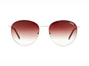 QUAY Loop Me In Gold Round Frame with Brown Fade Lenses Sunglasses