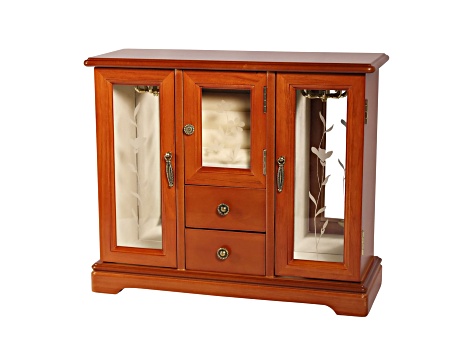 Mele and Co Trina Glass Doors Wooden Jewelry Box 1F4C8A JTV