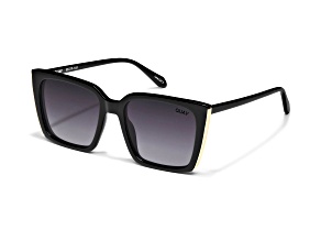 QUAY Front Cover Black Square Frame with Smoke Polarized Lenses Sunglasses