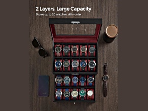 20-Slot Watch Box with Glass Lid