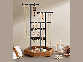 Jewelry Holder with Metal Frame and Velvet Tray White