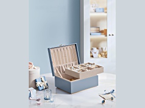 2-Layer Jewelry Box with Handle and Removable Jewelry Tray