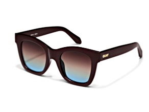 QUAY After Hours Chocolate Cat Eye Frame with Brown Blue Lenses Sunglasses
