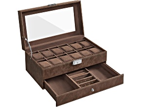 12-Slot Watch Box with Glass Lid