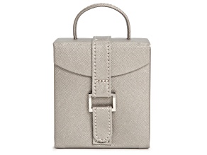 Heritage Fold-Out Jewelry Box In Pewter Saffiano