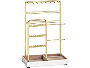 Jewelry Holder with Metal Frame and Velvet Tray