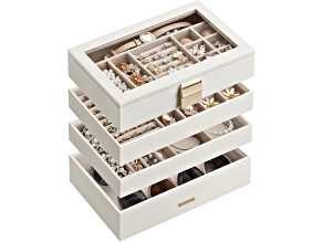 4-Tier Stackable Jewelry Trays with Glass Lid