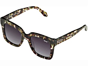 QUAY Icy Green Tortoise Square Frame with Smoke Polarized Lenses Sunglasses
