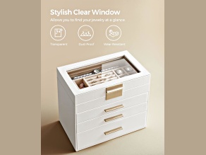 4-Layer Jewelry Box with Glass Lid for Big Jewelry