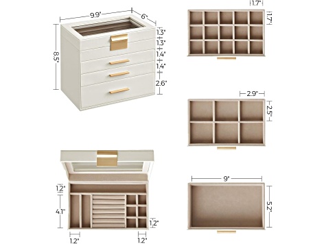 4-Layer Jewelry Box with Glass Lid for Big Jewelry - 1T7A9A | JTV