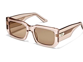 QUAY Tell Me More Doe Rectangular Frame with Tan Lenses Sunglasses
