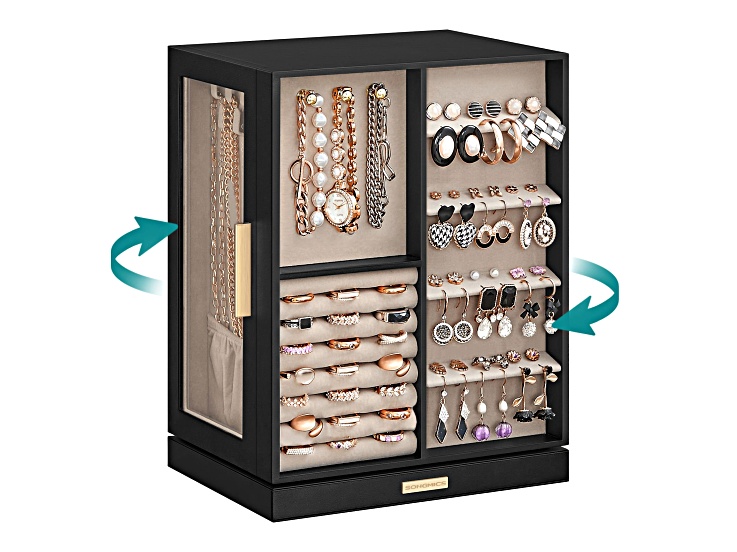 Black Jewelry Box 360° Rotating with 5 Drawers - 1WZ3NA | JTV