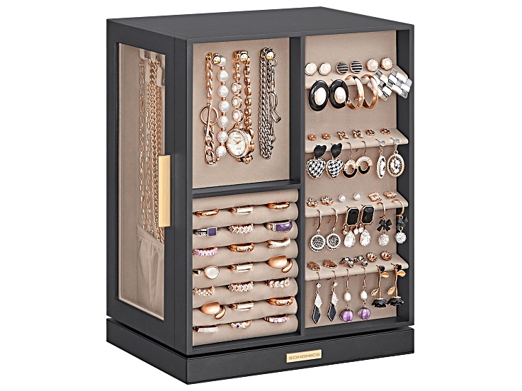 Gray Jewelry Box 360° Rotating with 5 Drawers - 1WZ3NC | JTV