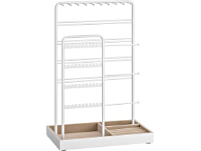 Jewelry Holder with Metal Frame and Velvet Tray White